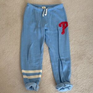 Ocean Drive Sky Blue Joggers with Red Initial and Cream Accents
